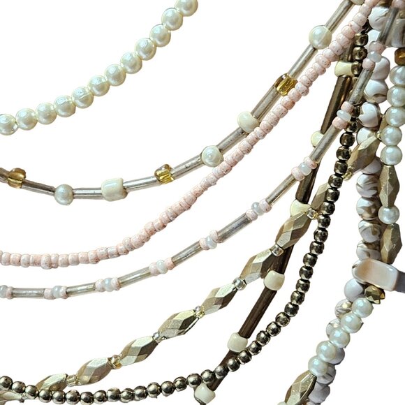 Boho Chic Multi Strand Beaded Statement Necklace Artisan Fashion Jewelry Women - Picture 4 of 8